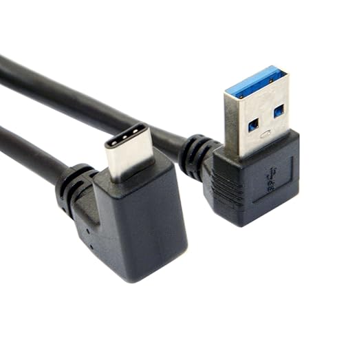 cablecc USB 3.1 USB-C Up Down Angled to 90 Degree Down Angled A Male Data Cable for Tablet Phone (100cm)