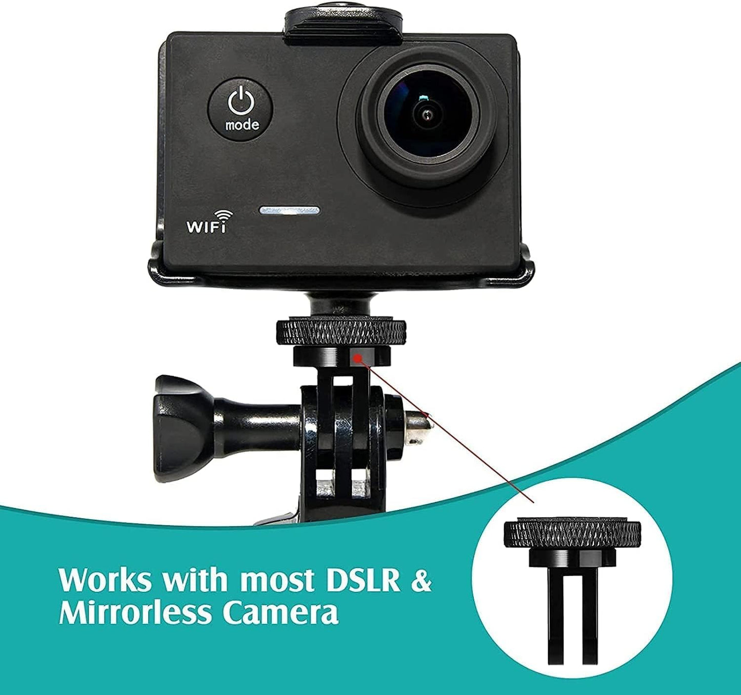 Aluminum Camera Tripod Adapter 1/4"-20 Conversion Adapter Mounts Compatible with Gopro Action Cameras Insta360 and Other Standard 1/4 Accessories