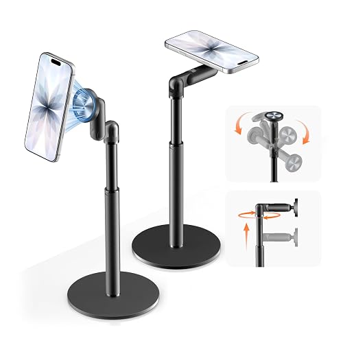 VTRUSTA 360° Rotating Magnetic Phone Stand for MagSafe, 2 in 1 Adjustable Tablet Stand & Cell Phone Stand, Aluminum Phone Holder for Desk, Compatible