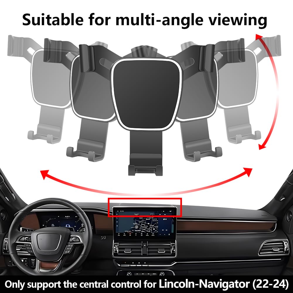LUNQIN Car Phone Holder for Lincoln Navigator 2022 2023 2024 Auto Accessories Navigation Bracket Interior Decoration Screen Dash Board Mobile Cell