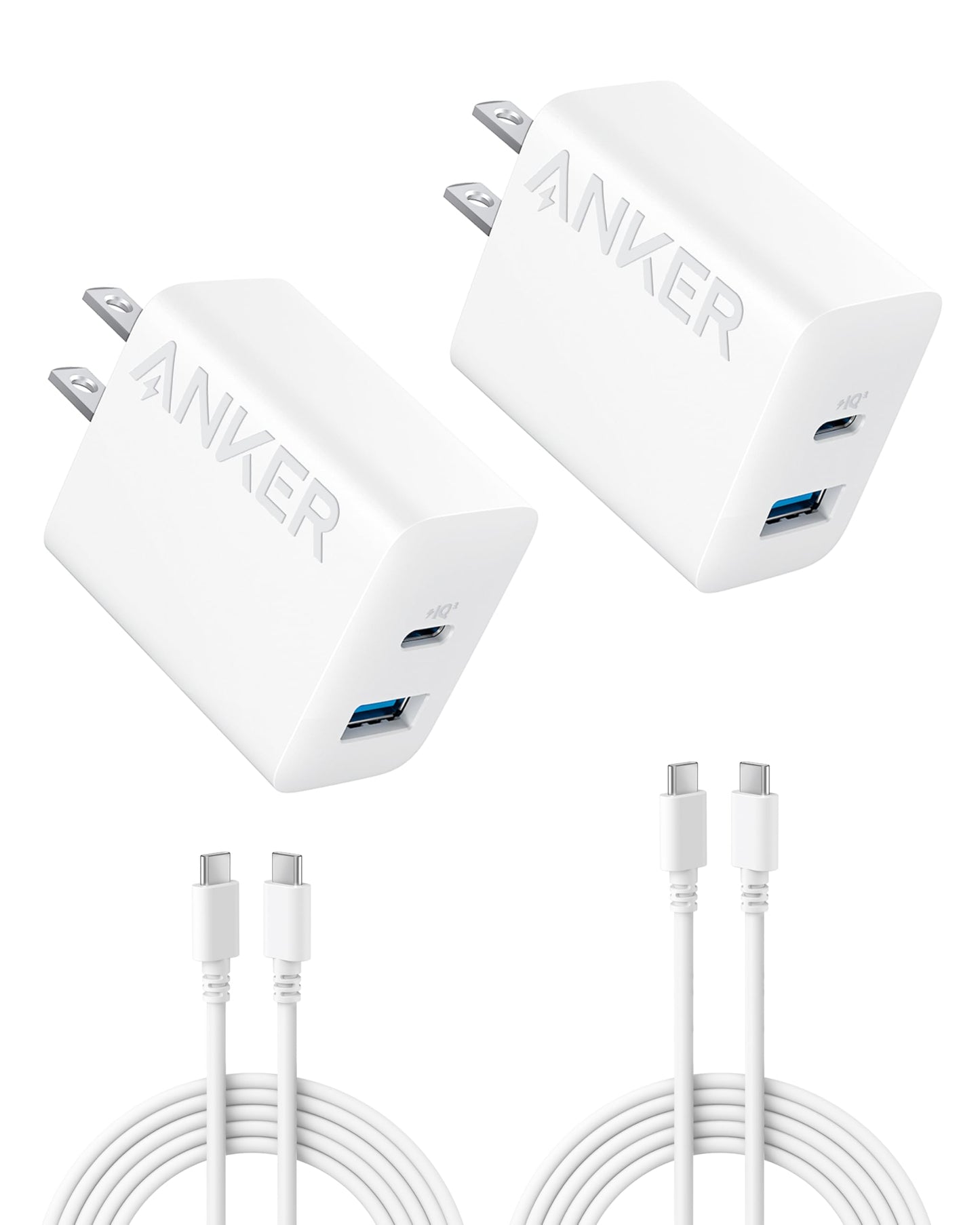 Anker iPhone Charger, 2-Pack 20W Fast USB C Charger Block, Type C Charger Fast Charging for iPhone 17/17 Pro Max/16 Series/iPad Pro and More (White, 2