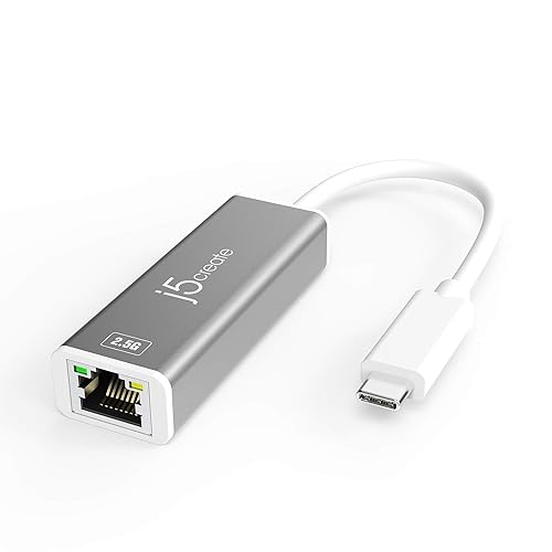 j5create USB-C to 2.5G Ethernet Adapter, RJ45 LAN 2.5 Gigabit Network to USB Type C/Thunderbolt Converter, Compatible for MacBook Pro/Air, Tablets