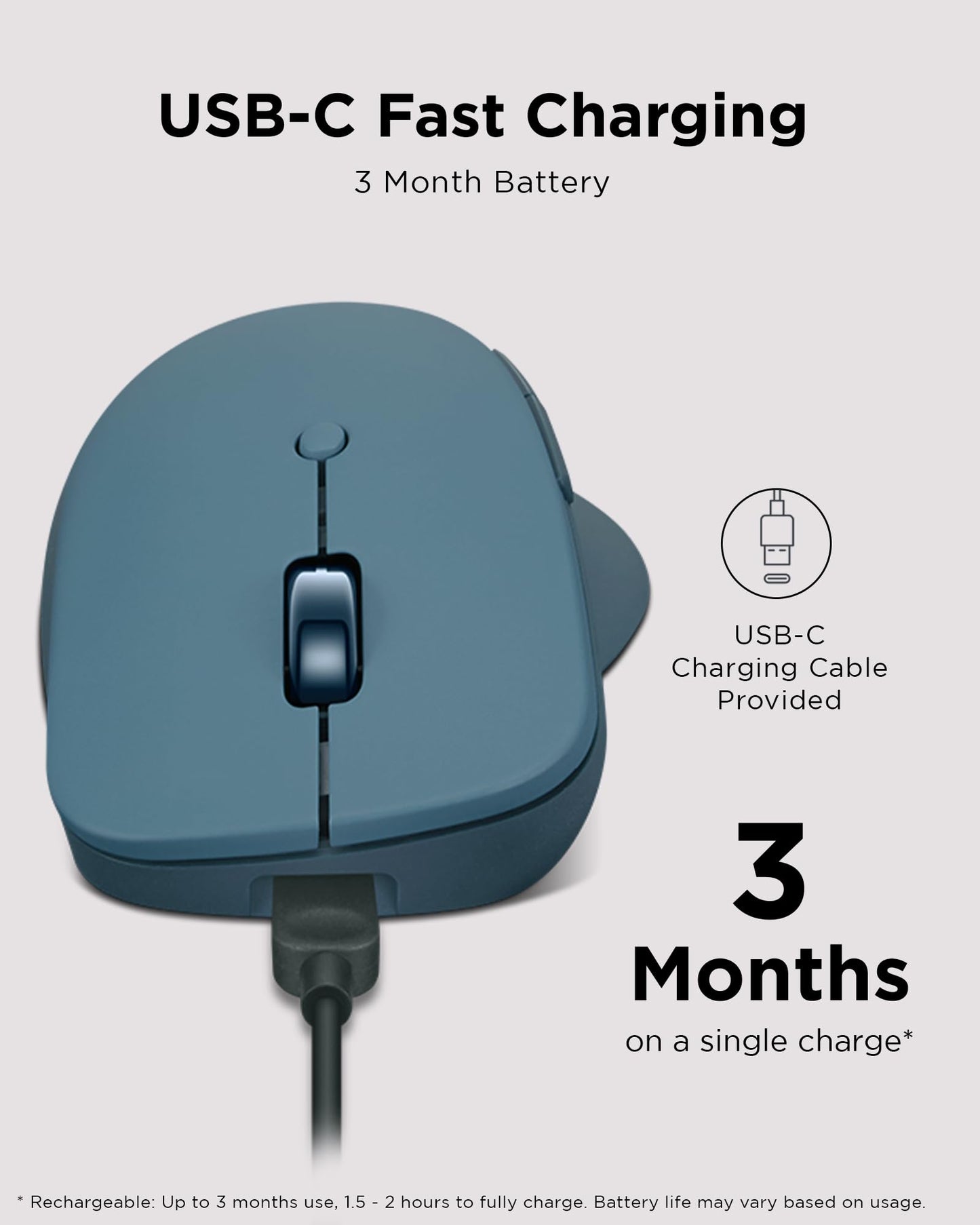 Lenovo Yoga Pro Mouse, Bluetooth, USB-C Rechargable, Dual Mode Bluetooth, 6 Button, Right Handed Design, Ergonomic Design, Programmable Buttons, 2-Way