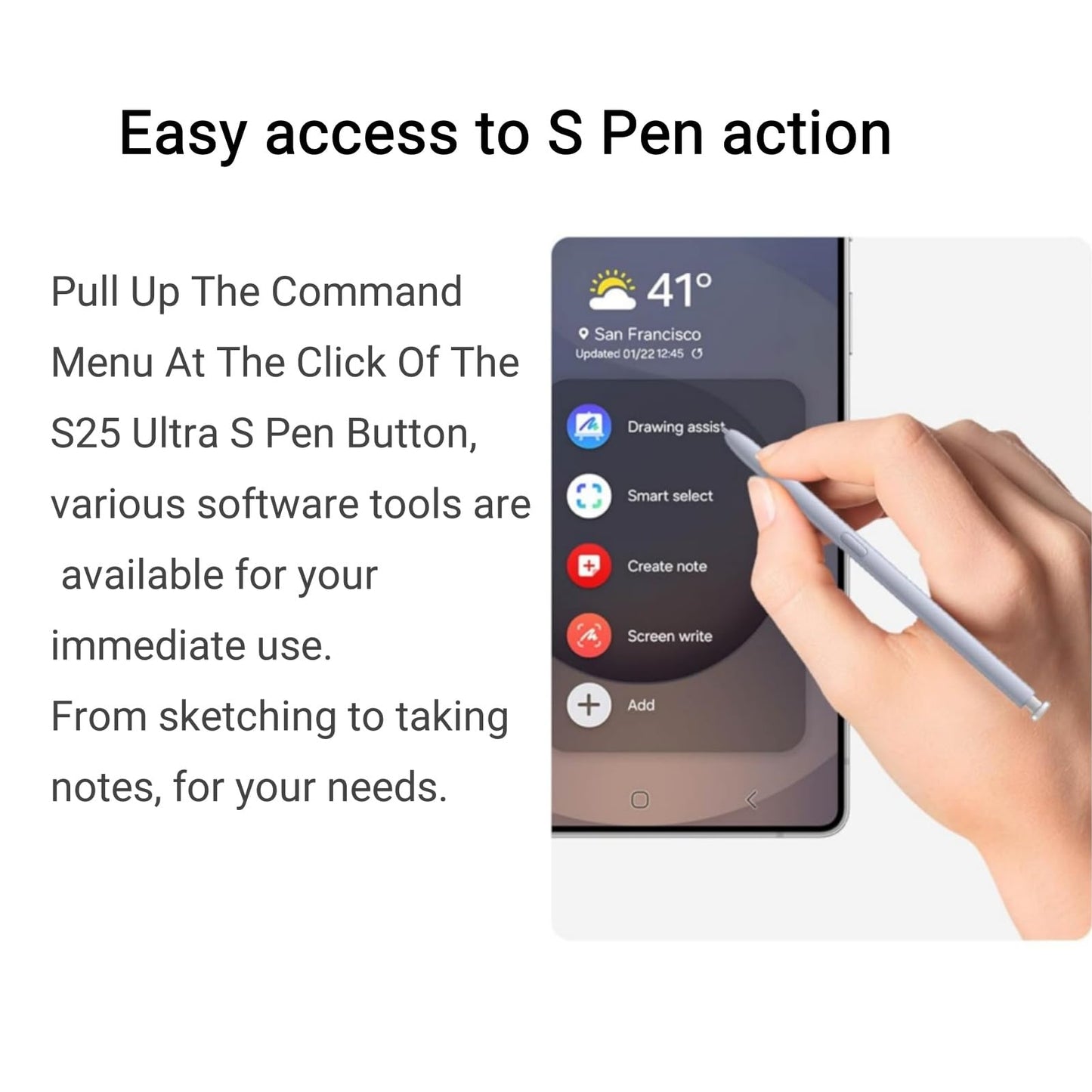 S25 Ultra S Pen Replacement for Samsung Galaxy S25 Ultra Stylus Pen, Light Silver S Pen for S25 Ultra Pen with 5 PCS Tips/Nibs Replacement (Light