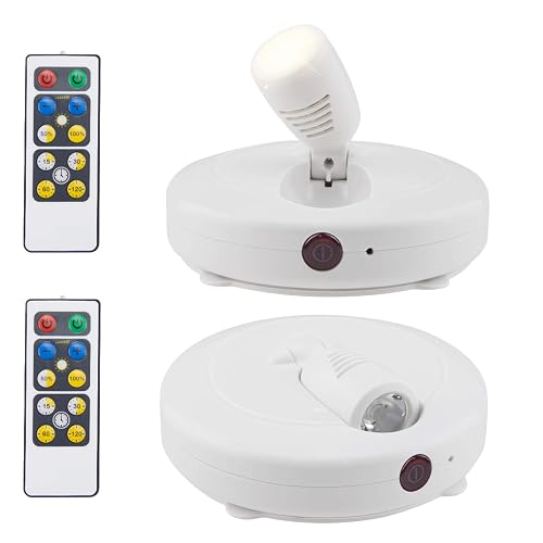 HONWELL Wireless LED Spotlights 2 Pack Accent Light Puck Lights with 2 Remote, Indoor Closet Lights with Rotatable Head,Stick on Artwork Lighting