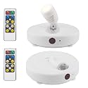 HONWELL Wireless LED Spotlights 2 Pack Accent Light Puck Lights with 2 Remote, Indoor Closet Lights with Rotatable Head,Stick on Artwork Lighting