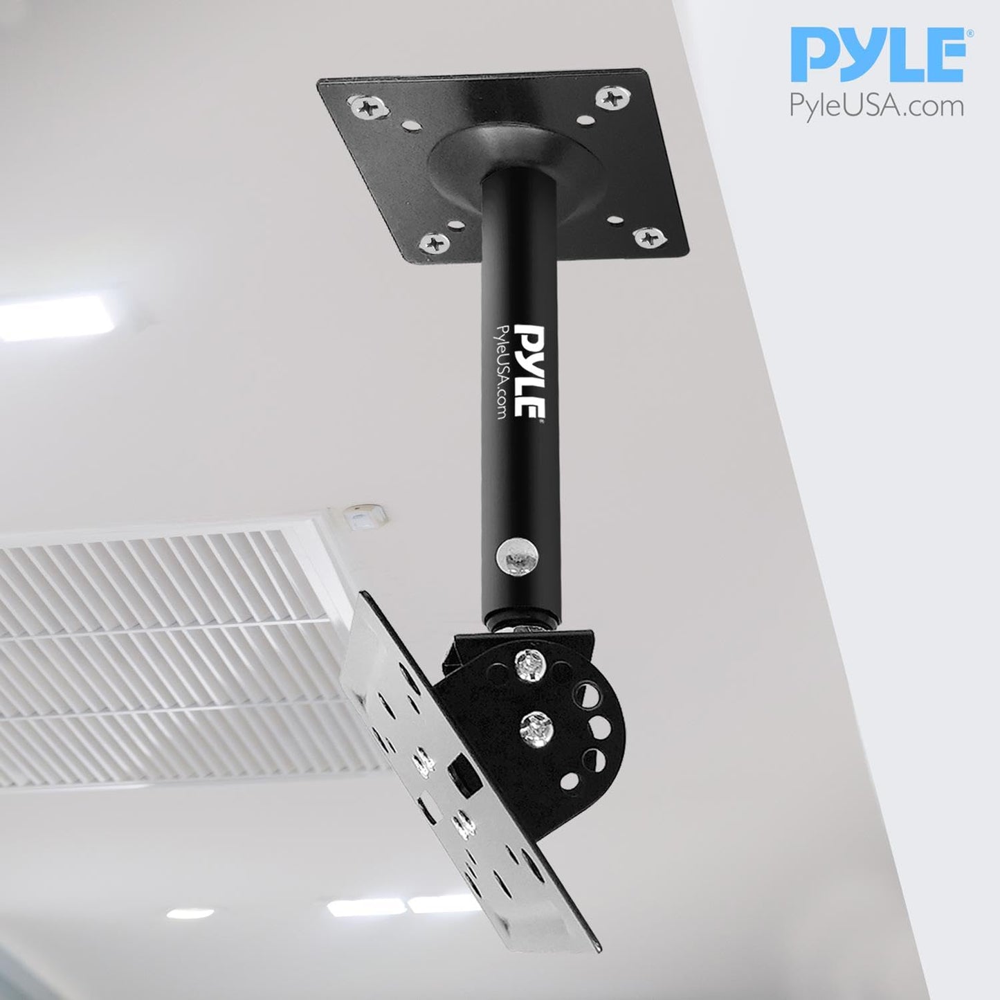 Pyle Universal Speaker Mounting Bracket - Ceiling & Wall Speaker Mount with Adjustable Swivel Tilt, 13.4" Retractable Telescopic Arm, 75 lbs Max Load