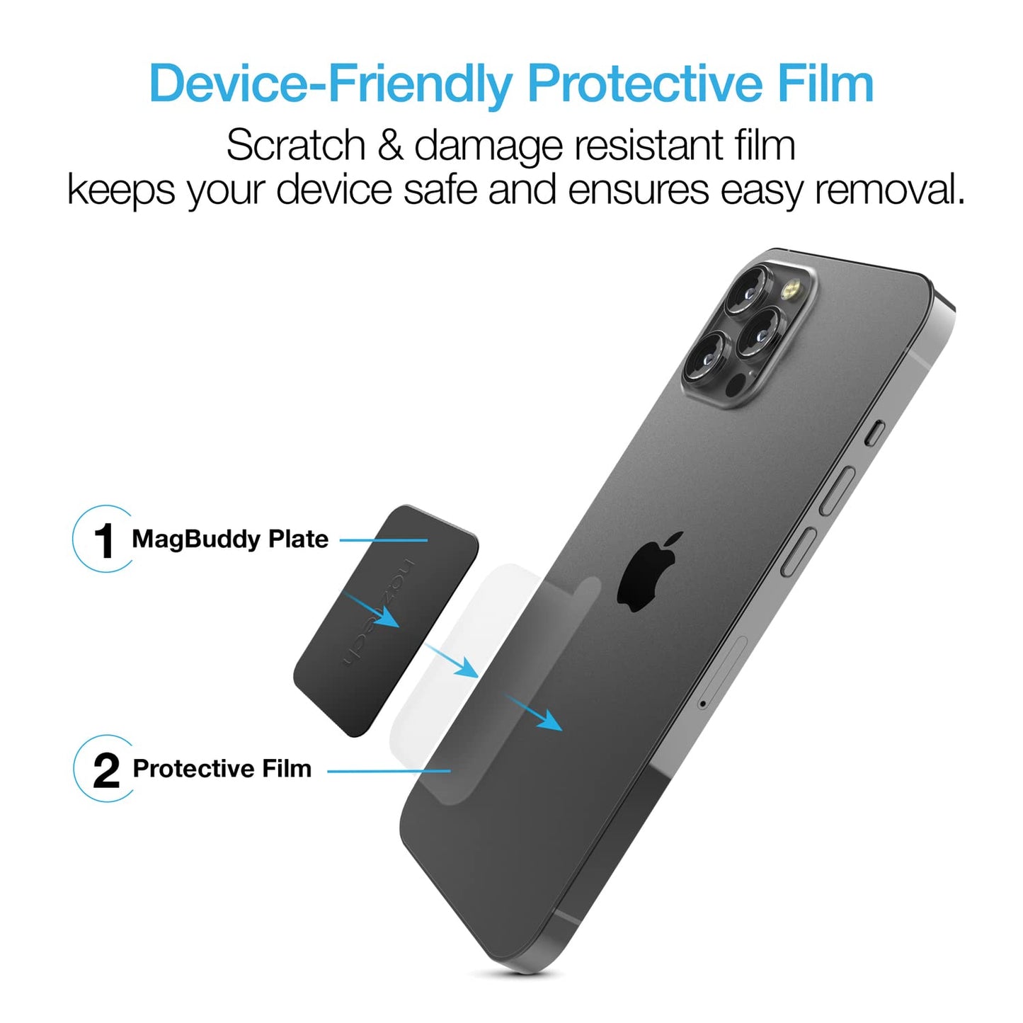 Naztech MagBuddy 2 Pack Phone Magnet Metal Plates - Ultra-Thin Magnetic Plate with Strong Adhesive Backing, Compatible with Magnetic Mounts for iPhone
