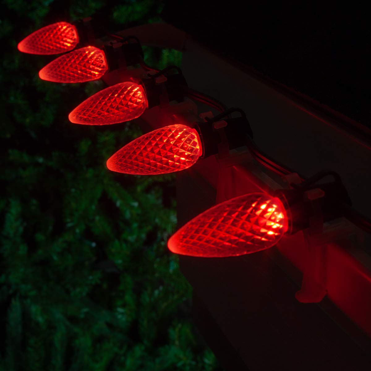 Wintergreen Lighting 25 C9 OptiCore LED Commercial Outdoor Christmas Lights - Heavy Duty Christmas String Lights; Green Wire (25 ft, Red)