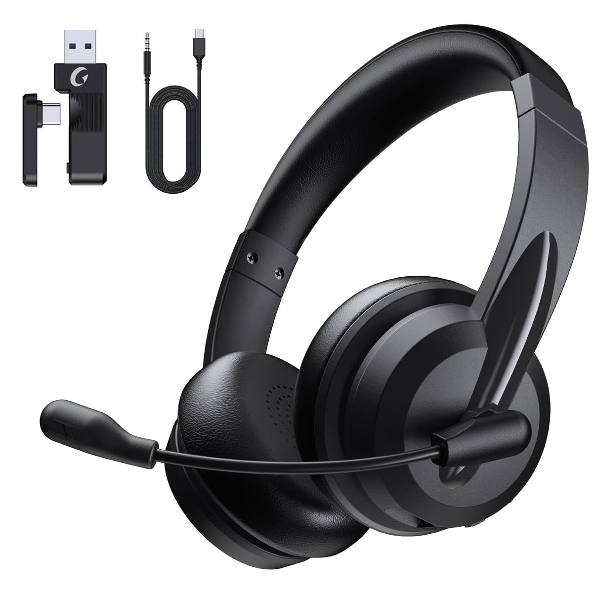 AOC Wireless Headset with Mic for Work, AI Noise Cancelling, Bluetooth