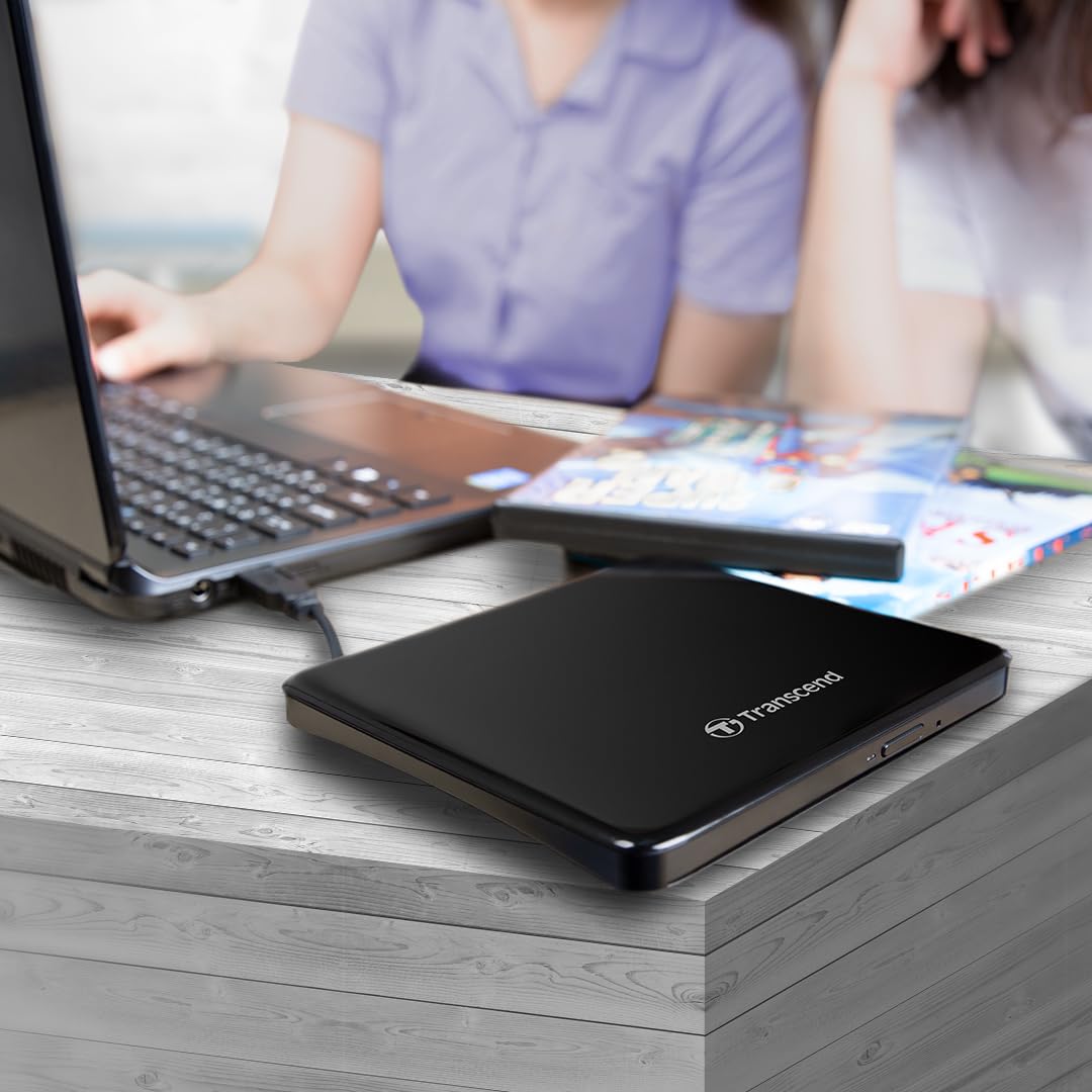 Transcend 8K Extra Slim Portable DVD Writer Optical Drive (TS8XDVDS-K)