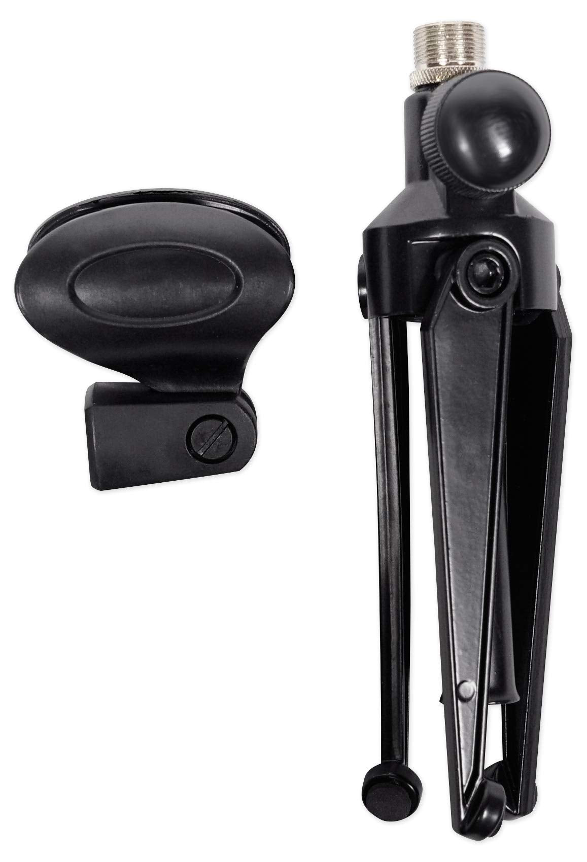 Rockville RDTS Adjustable Height Studio Desktop Tripod Microphone Stand, Metal Build, Foldable Design, Mic Clip Adapter Included, for Podcasting and