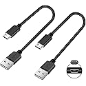 Short Micro USB Cable,2-Pack USB A Male to Micro B Android Phone Charger for Fire Stick,Roku TV Streaming Stick,Power Bank,Chromecast,PS4