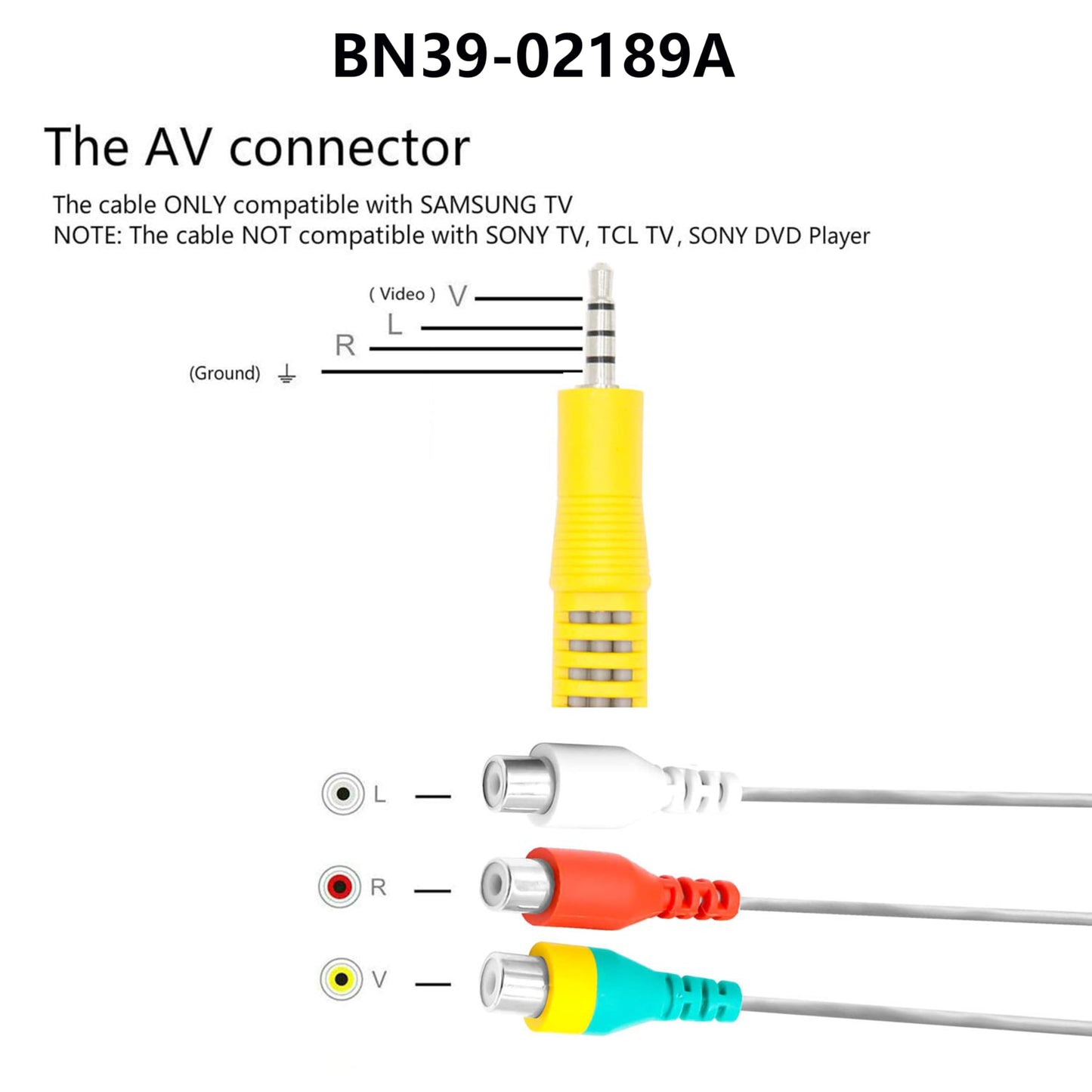 Video Audio Cable BN39-02189A BN39-02190A for Samsung LED TV, Compatible
