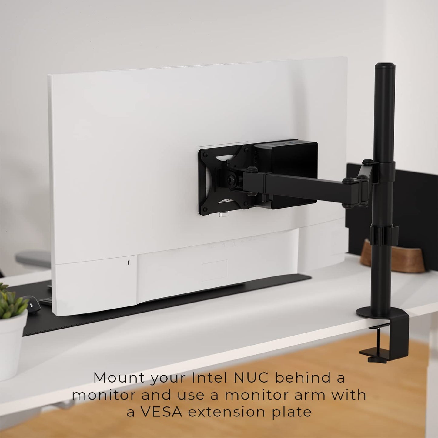 HumanCentric Mounting Bracket Compatible with Intel NUC, VESA Monitor Arm Extension Plate for NUC Mini PC Computer, 75x75mm and 100x100mm Patterns