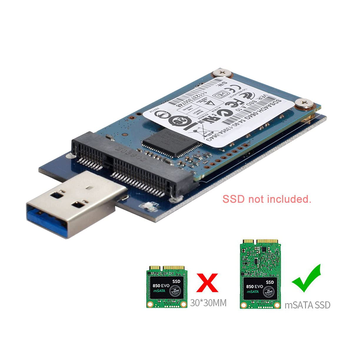 chenyang USB 3.0 to mSATA SSD Hard Disk Box Mini PCI-E 1.8" mSATA 52Pin Enclosure Adapter