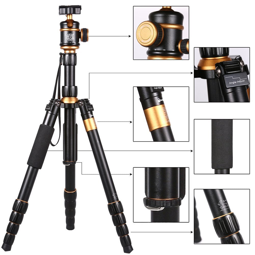 QZSD Q888 Portable Travel Tripod Monopod Aluminum with Ball Head For DSLR DV Video Camera Camcorder