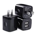 Black USB Wall Adapter, Charging Block, 3Pack Dual Port 2.1A Fast Wall Charger Brick Base Cube USB Plug Outlet Phone Charger Box for iPhone 16e 16 Pro