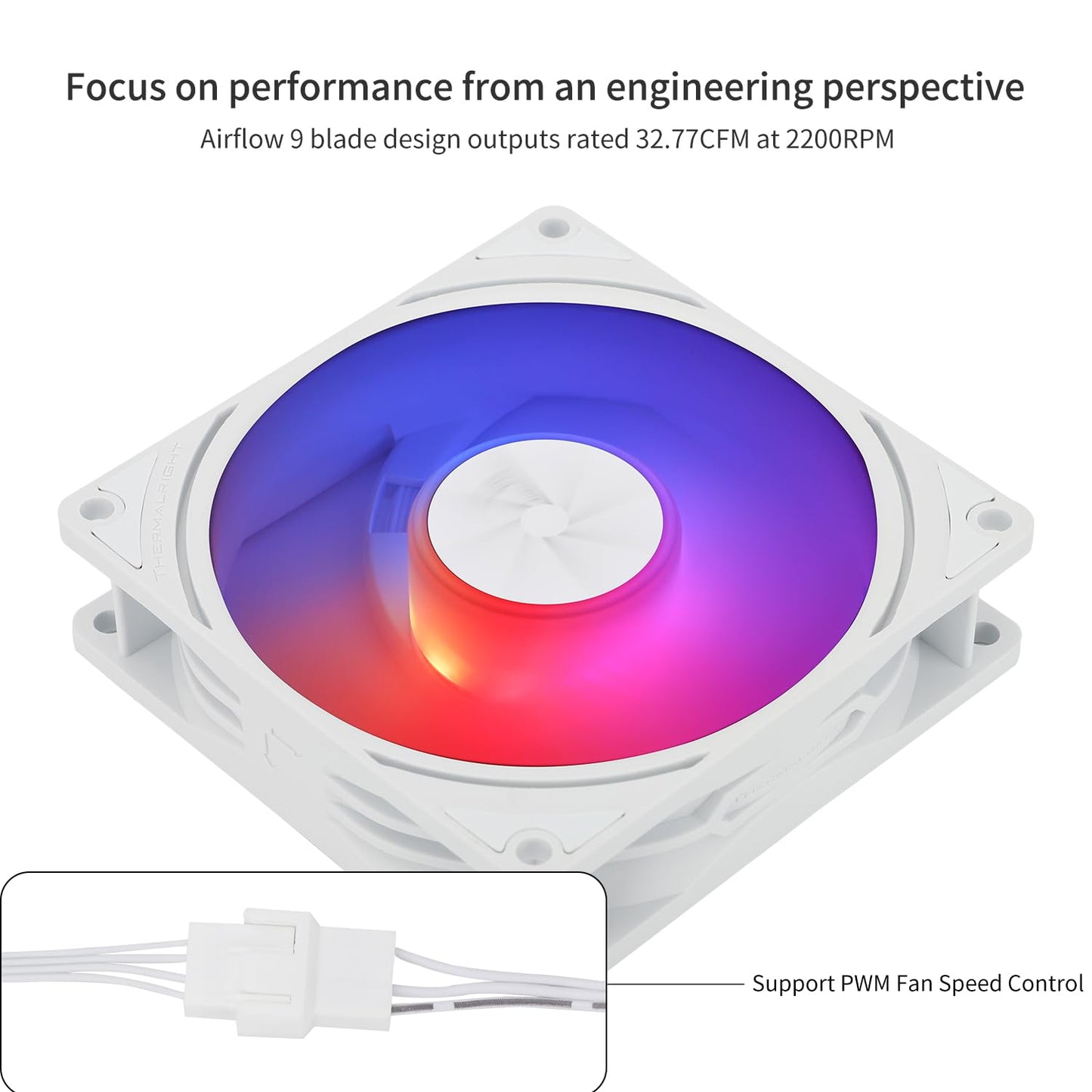 Thermalright TL-P9W-S CPU PWM Fan PC Case Fan, Quiet 4PIN PWM Computer 92mm Fan, Silent Cooler Fan PC, Desktop CPU Cooler Fan ARGB