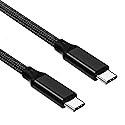 Elfesoul USB C to C Cable, 3.2 Gen 2 USB-C Cable 10ft - 4K UHD 20Gbps 100W PD Fast Charging Cable for MacBook Pro, for iPad Pro, Nylon Braided, Black.