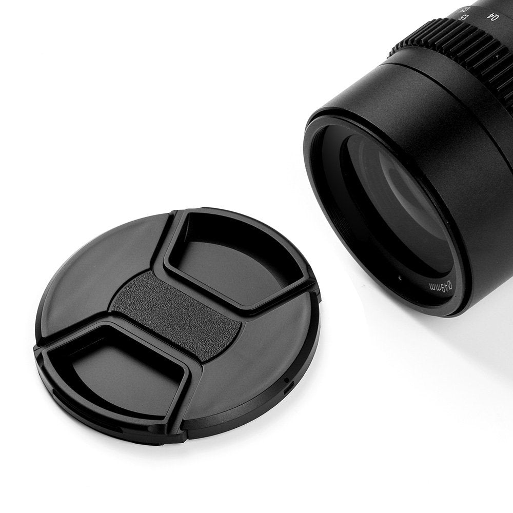 55mm Lens Cap Bundle, 3 Pack Universal Snap on Front Centre Pinch Lens Cover Set with Microfiber Lens Cleaning Cloth for DSLR Camera + Camera Lens