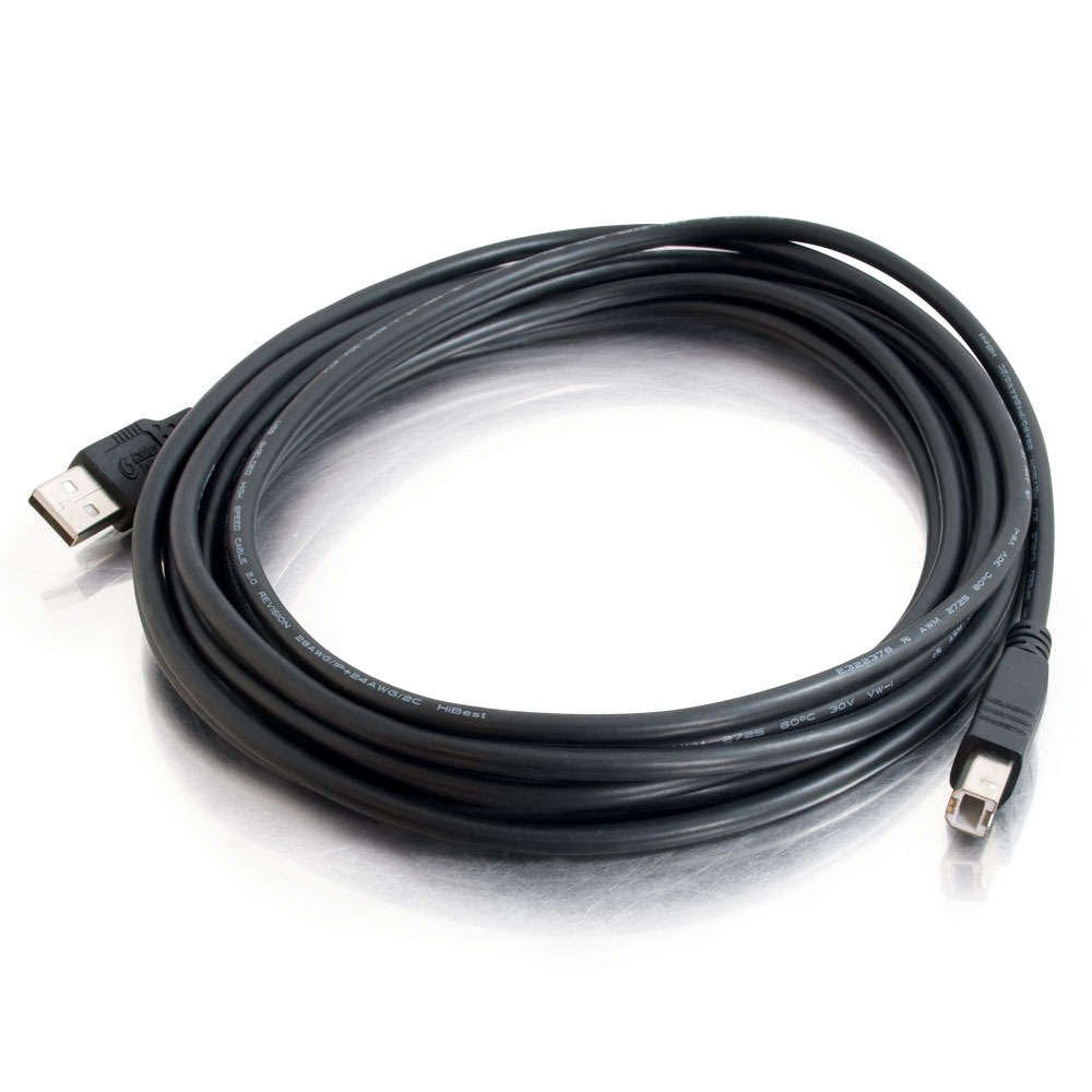 C2G 28104 5m USB Cable - USB 2.0 A to B Cable Black (16.4ft)