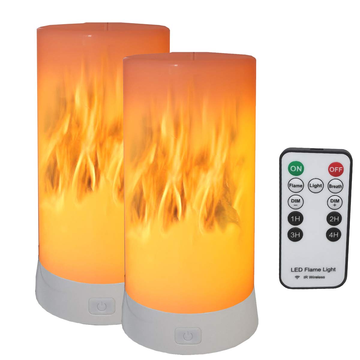 QLEE 2 Pack Led Flame Effect Lantern Light Usb Rechargeable Flameless Candle 4 Modes Remoted Flickering Flame Effect Mood Light Flameless For Holiday