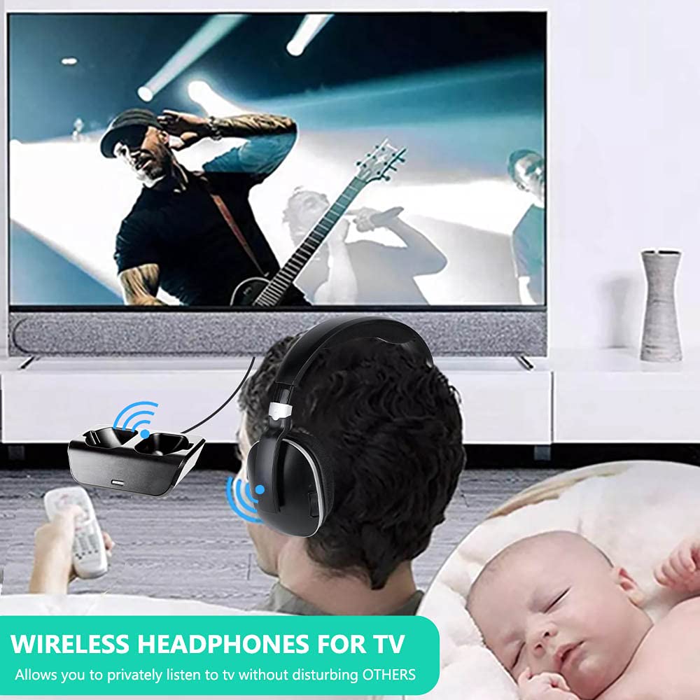 MONODEAL Wireless TV Headphones, Over Ear Headsets for TV Watching with Charging Dock, 2.4GHz RF Transmitter, 100ft Wireless Range and Rechargeable…