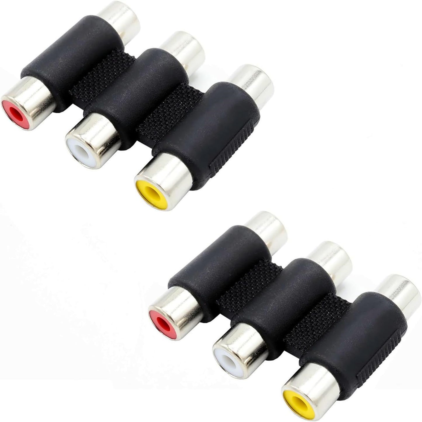 ZXUEZHENG 2 Pack RCA Female to Female Coupler,Triple Coupler, Barrel Connectors, Stereo Audio Video Cable Adapter Coupler Panel Mount?3 Female