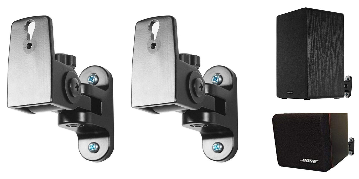 Rockville Pair RHSB4 Wall Mount Swivel Satellite/Bookshelf Speaker Brackets, 33 lbs Capacity, 90-Degree Swivel, 60-Degree Tilt, for Home Theater