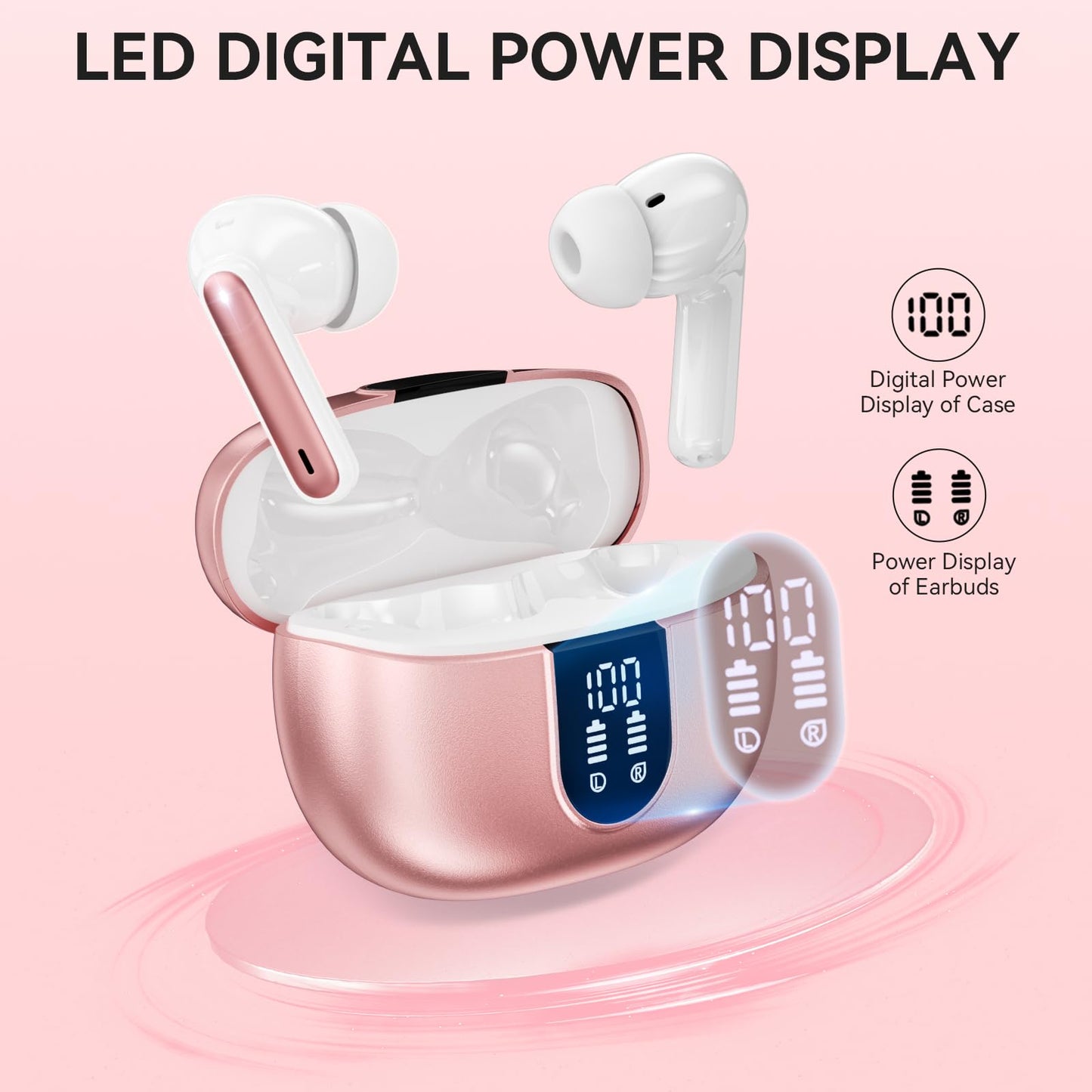 Wireless Earbuds, Bluetooth 5.3 Headphones 40Hrs Playtime Deep Bass Stereo