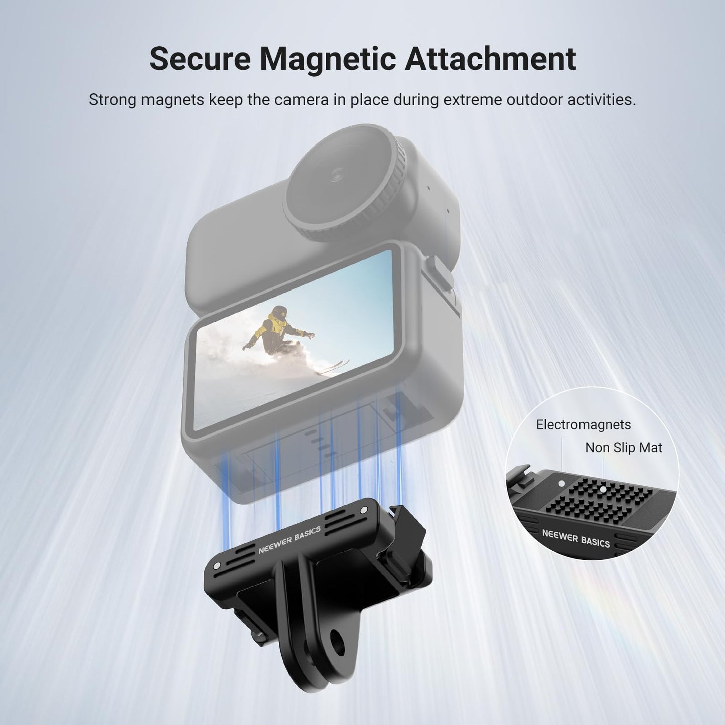 NEEWER Basics Magnetic Quick Release Mount Adapter Compatible with DJI Osmo Nano, Dual Direction Strong Magnetic Base Holder for Action Camera