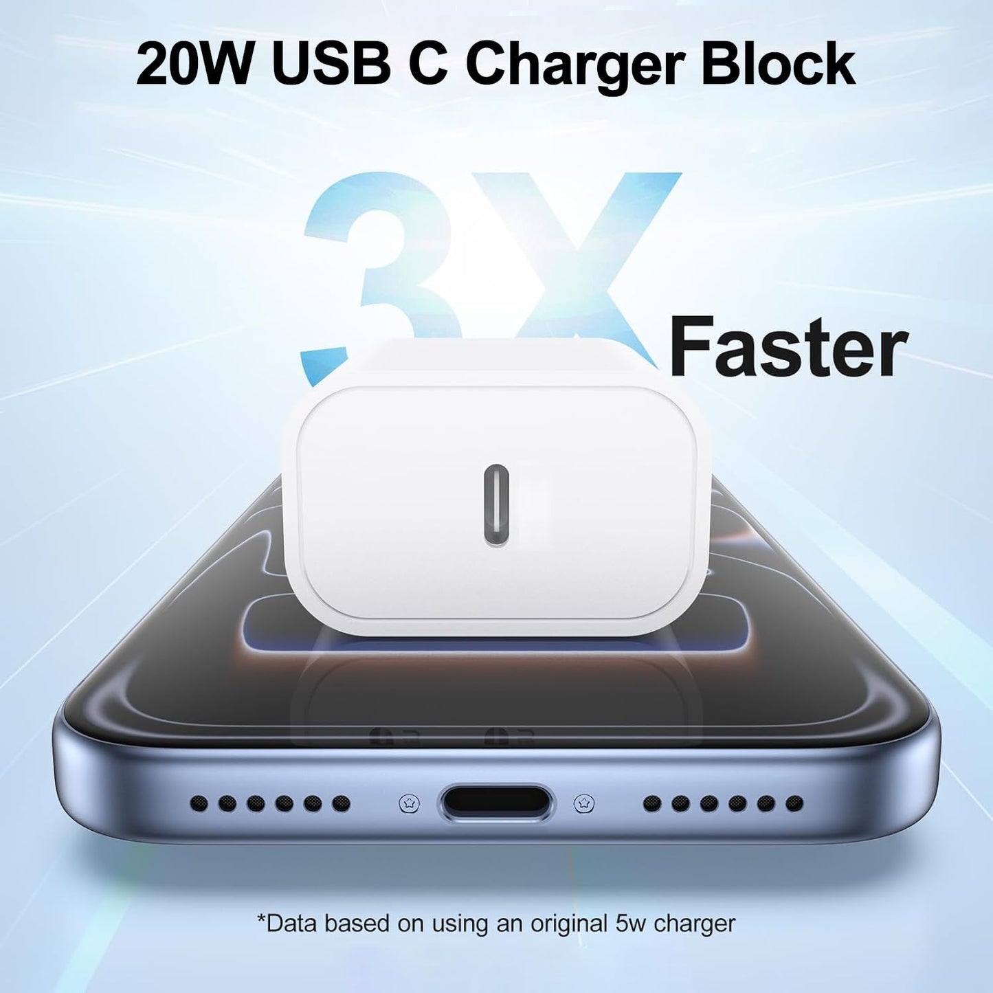 20W USB C Charger Block for Apple iPhone 17 16 15,USB C Charger Fast Charging Type-C Power Adapter Wall Plug for iPhone 17/16/15/14/13/12/11 Pro Max