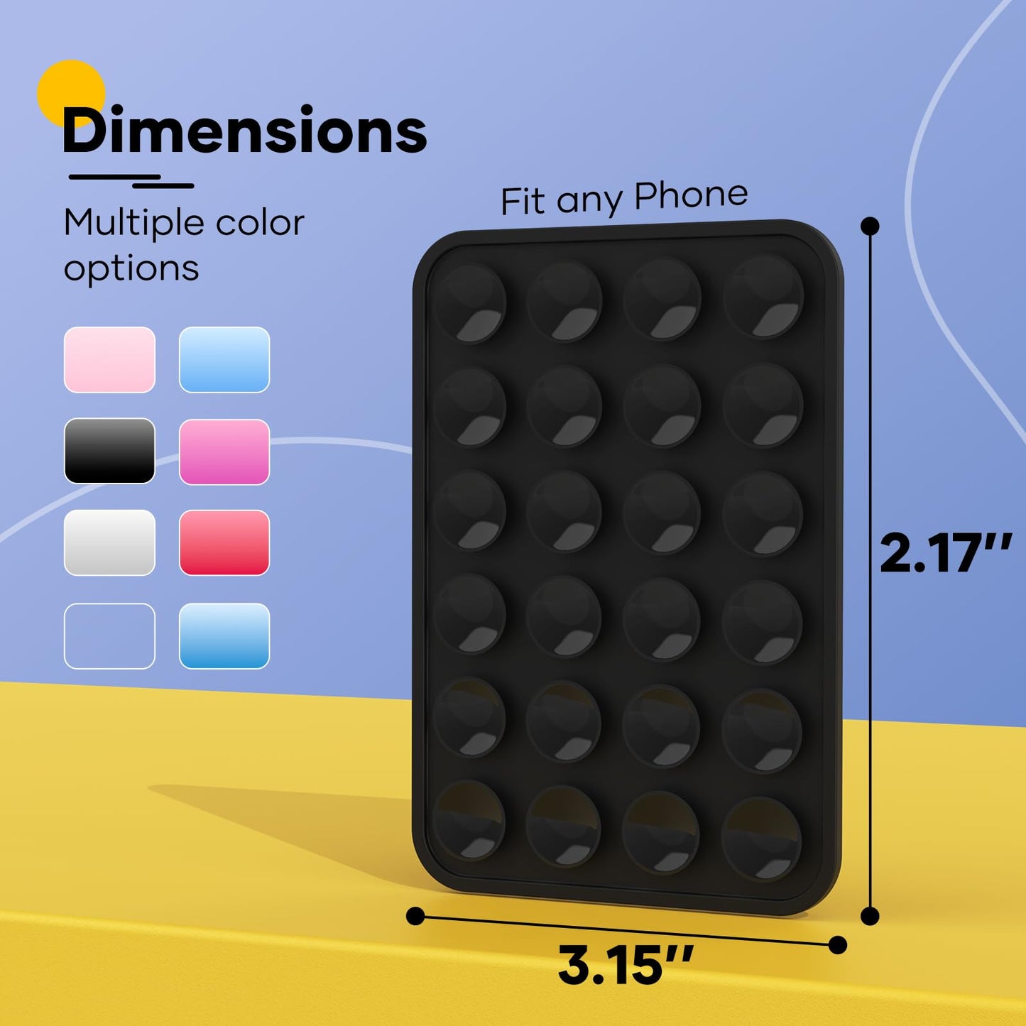 Silicone Phone Sticky Grip, Suction Phone Case Mount for iPhone and Android, Hands-Free Sticky Cell Phone Grip, Mobile Fidget Mirror Holder