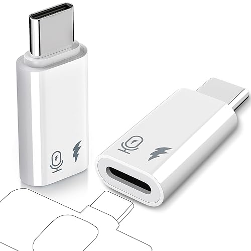 TiMOVO USB C to Lightning Microphone Adapter, 2 Pack Lightning Female to USB-C Male for Lavalier Mic Receiver, Sound Card and OTG Fit for iPhone…