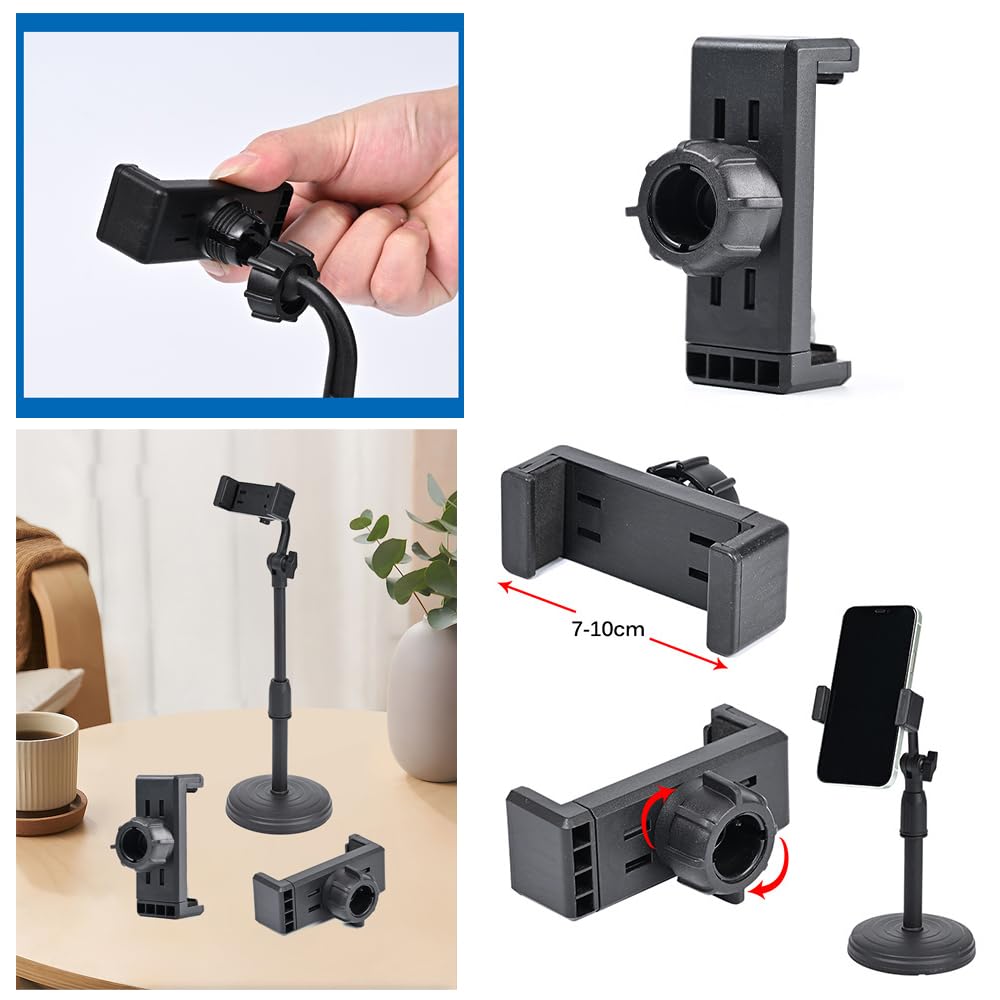 SquEqu 4 Pack Selfie Ring Light Phone Holder Clips Replacement Phone Clamp Grips with 17mm Ball Head Socket Joint Mount Bracket for Desk Tripod Stand