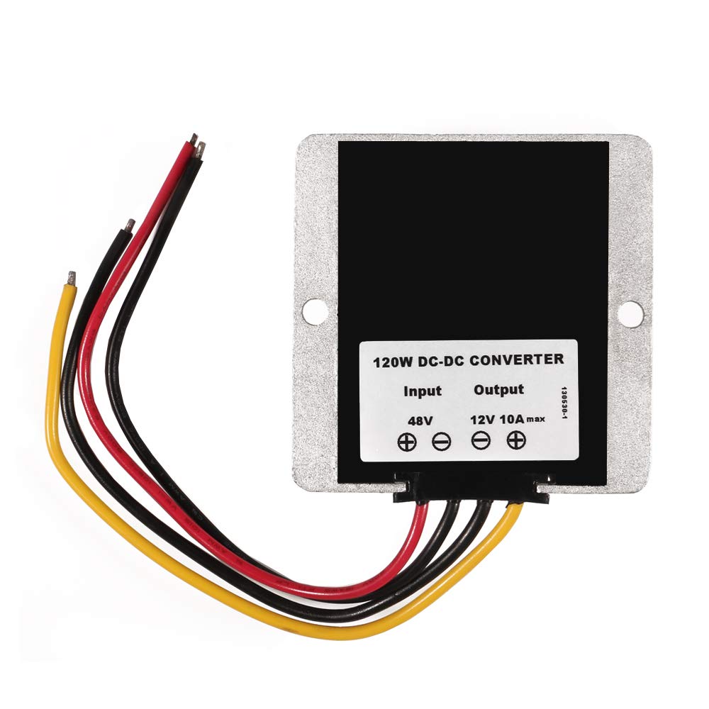 AITRIP 1 Pack Voltage Reducer Converter DC 48V Step Down to DC 12V 10A 120W Golf Cart Voltage Regulator Waterproof Power Adapter (48V to 12V 10A 120W)