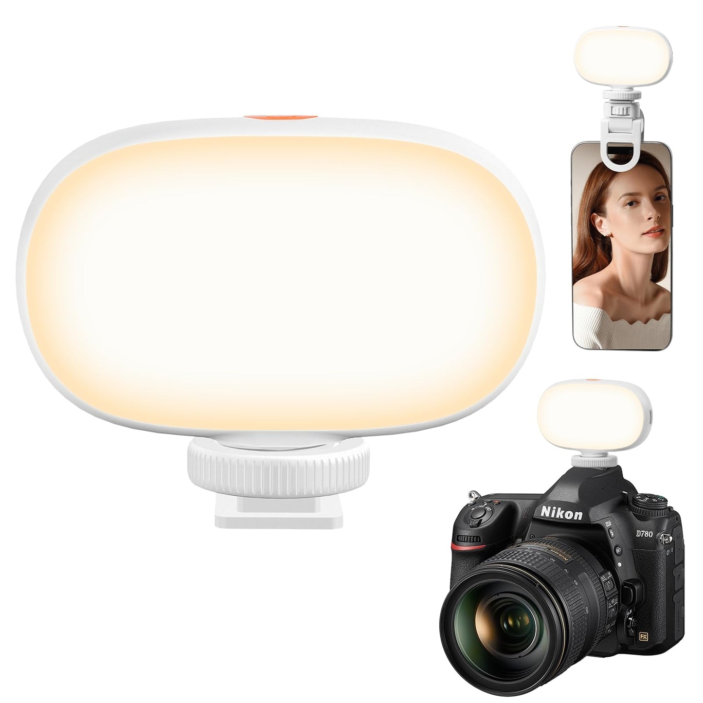 Gamiity Mini Phone Light Clip, Type-C Charging, Rechargeable Selfie Light & Adjustable Brightness for iPhone, Smartphones, Camera, Laptops, Perfect