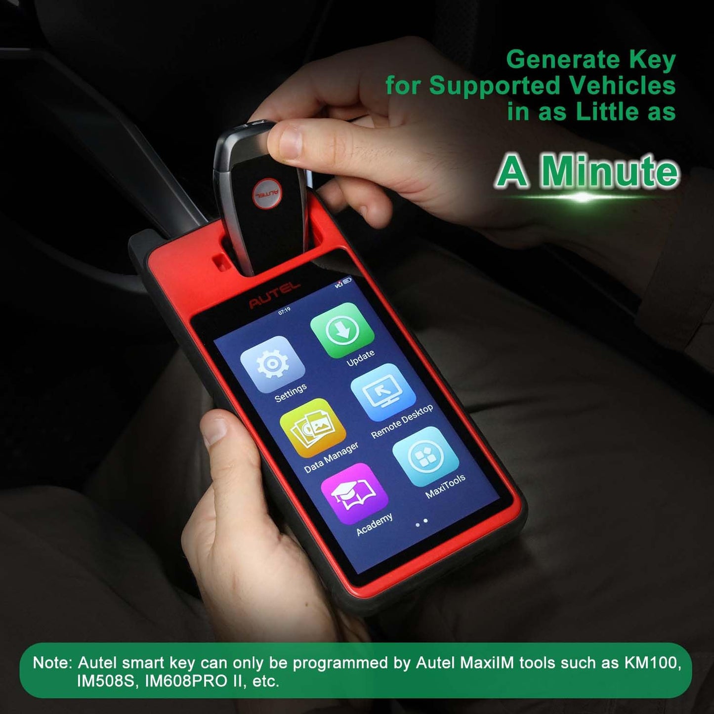 Autel Universal 7-Button Smart Key, Key Fob Replacement for 700+ Vehicles, 130FT Remote, KM100 Compatible, OE Quality