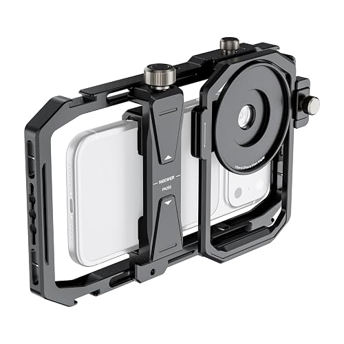 NEEWER Universal Phone Cage Video Rig Stabilizer with 17mm to 37mm & 67mm Lens Filter Adapter Ring Accessories Compatible with iPhone Android Samsung