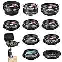 Mocalaca Phone Camera Lens (11 Lenses) Phone Lens Kit, Clip on Fisheye/Macro/Wide Angle Lens Attachment with Travel Case for iPhone 14 13 12 11 Xs X