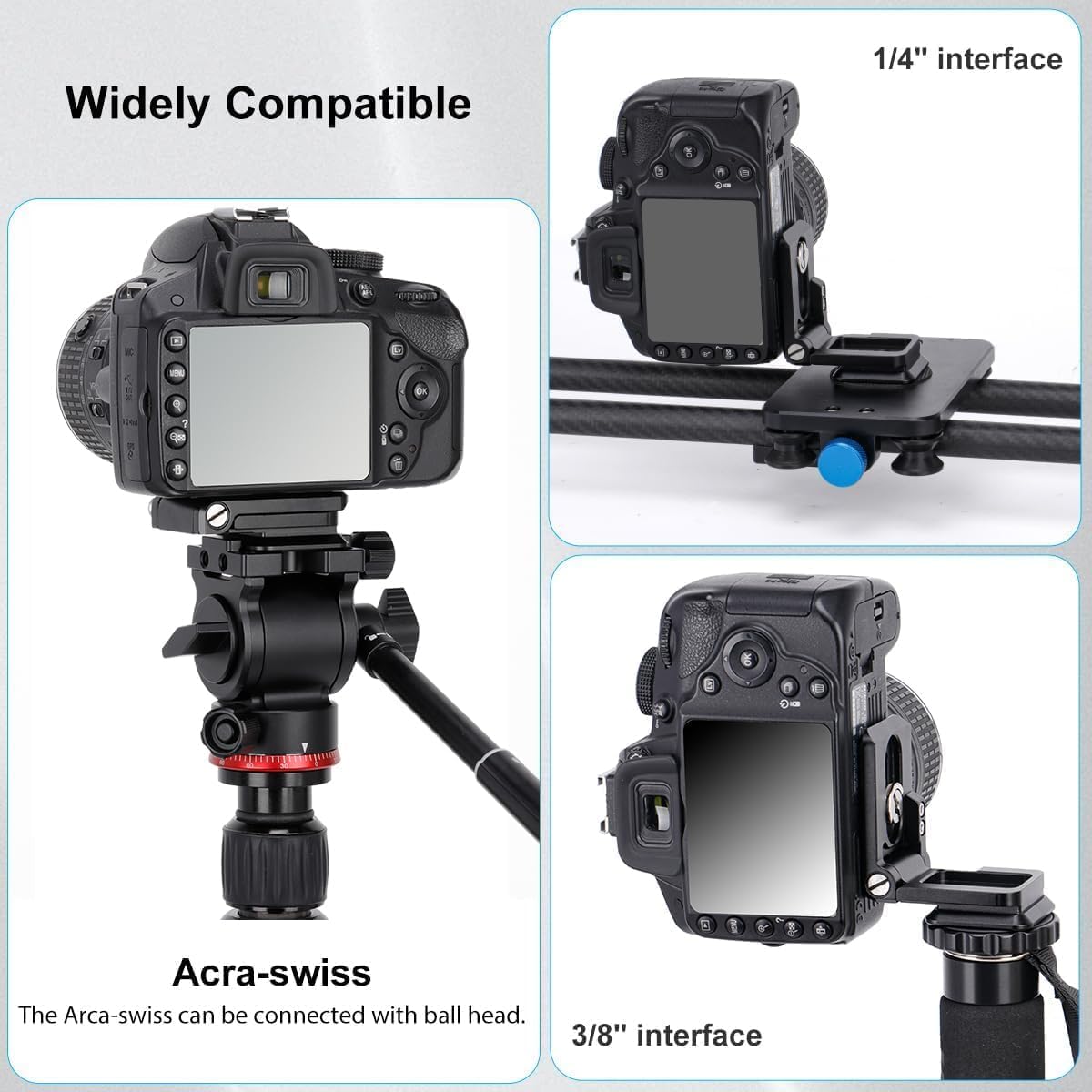 koolehaoda Foldable L-Shaped Quick Release Plate Camera L Bracket Vertical Horizontal Switching with 1/4 Inch Screw Replacement for Canon Nikon Sony
