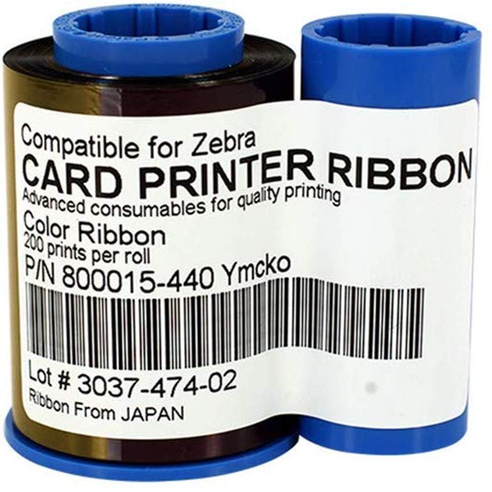 New 800015-440 YMCKO Color Ribbon Tape Compatible for Zebra P330i P420i P430i ID Card Printers 800015-440 YMCKO Ribbon 200 Images