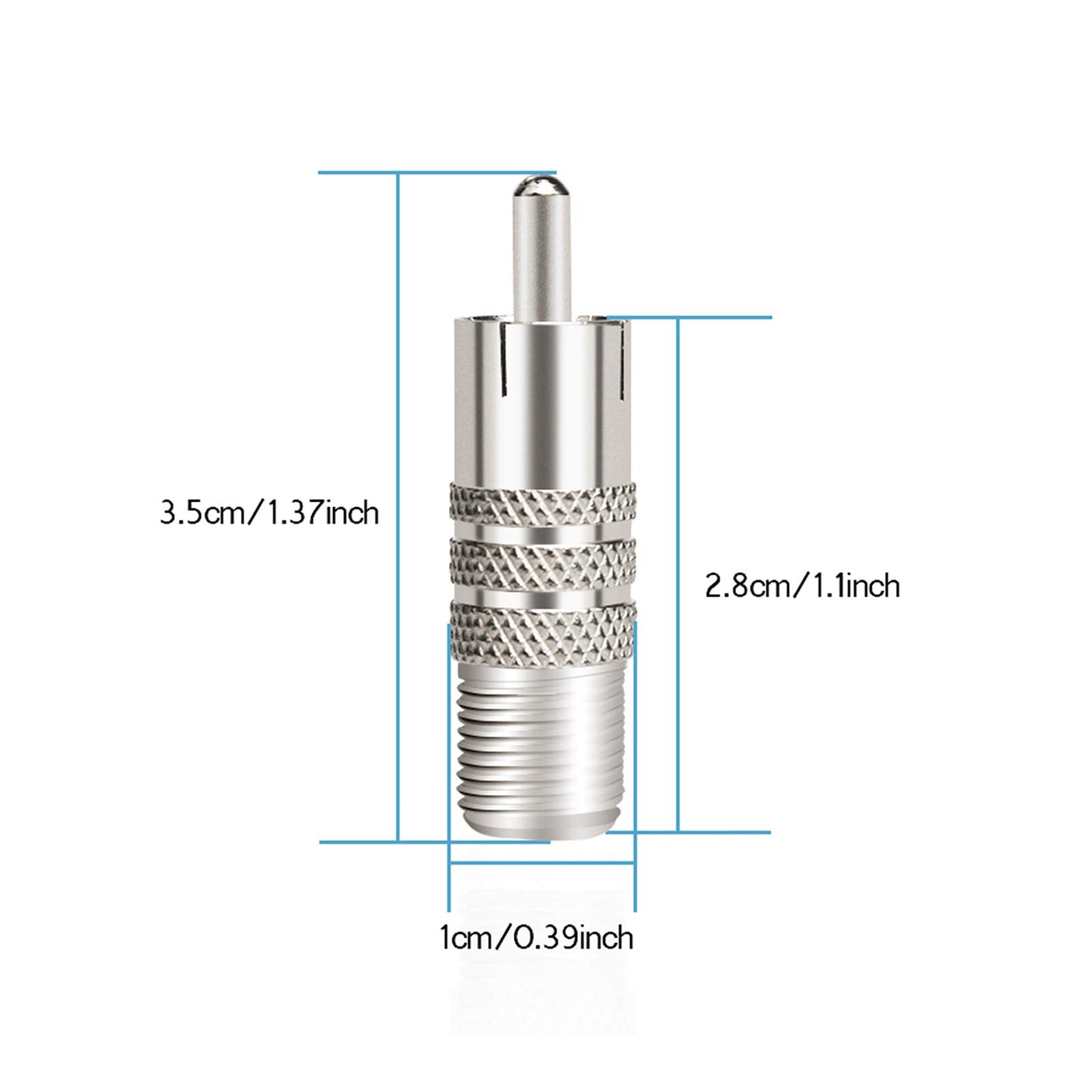 Aniann 10 Pack F Type Female to RCA Male Coaxial Cable Adapter, Straight Coupler Adapter Connector for Video Audio (Nickel Plated)