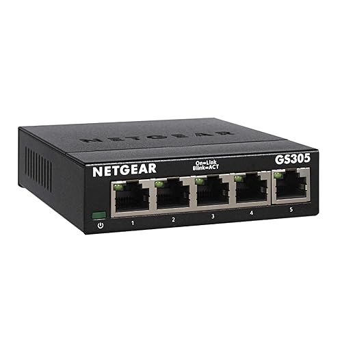 NETGEAR 5-Port Gigabit Ethernet Unmanaged Essentials Switch (GS305) - Home Network Hub, Office Ethernet Splitter, Plug-and-Play, Silent Operation