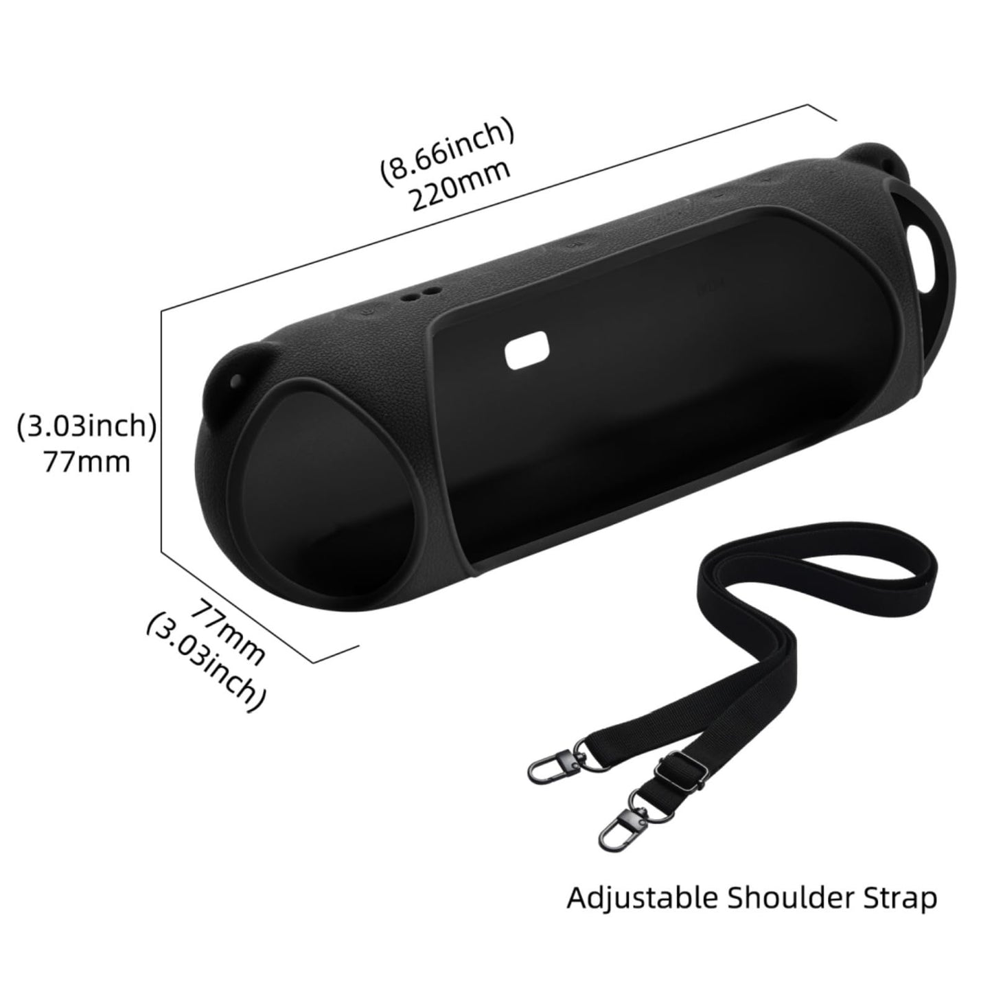 Ferbao Silicone Case for Beats Pill 2024,Travel Carrying Case with Shoulder Strap for Beats Pill 2024 Wireless Bluetooth Speaker (Black)