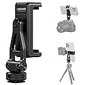 NEEWER Metal Phone Tripod Mount with Cold Shoes, 1/4" Thread, 180° Tilt, 360° Rotation, Adjustable Phone Clamp Holder Compatible with iPhone 17 Pro
