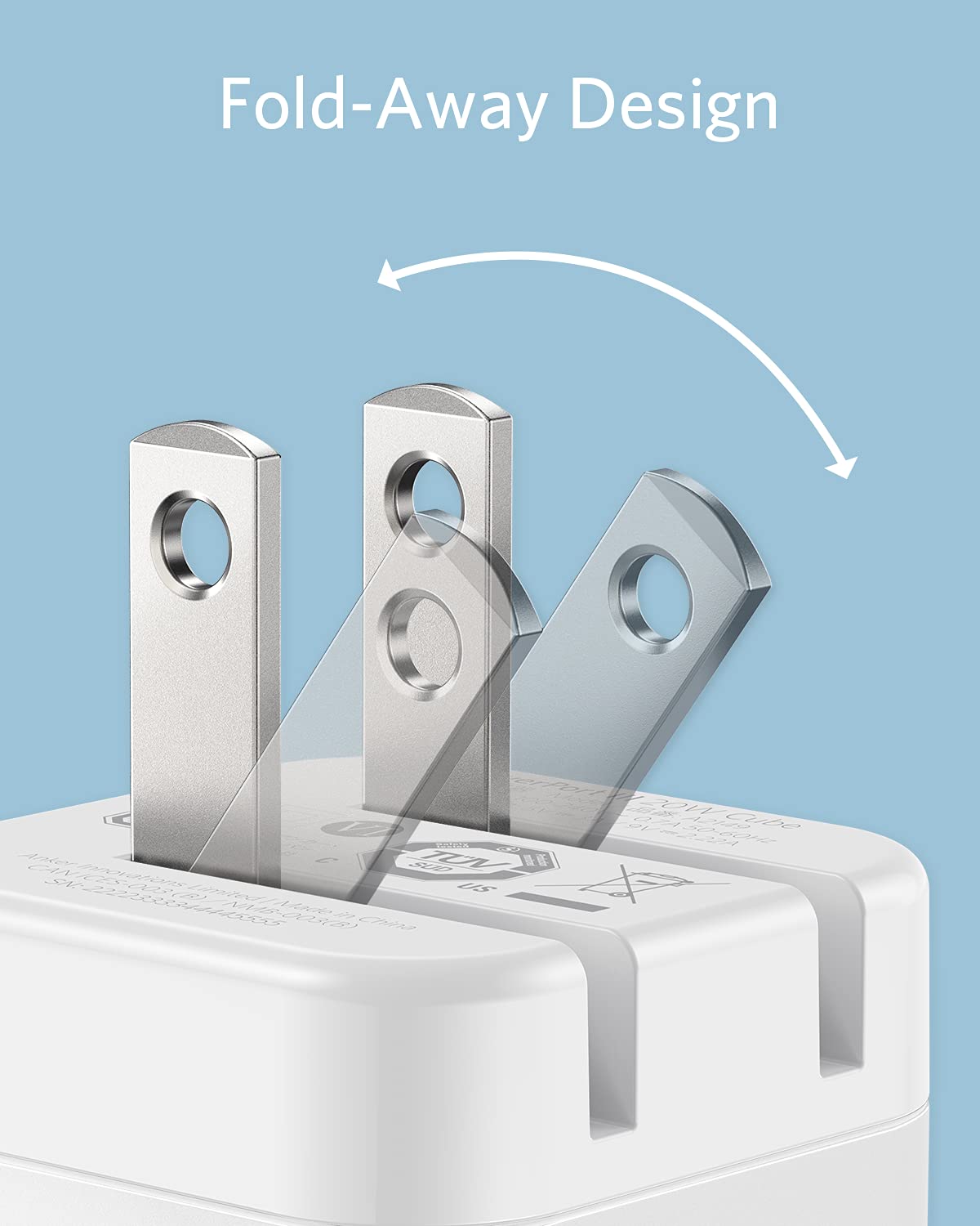 Anker USB C Charger with Foldable Plug, 20W USB C Charger Block for iPhone 17/16 / 15 and More Series, Galaxy, Pixel, iPad (3 Pack, Cable Not