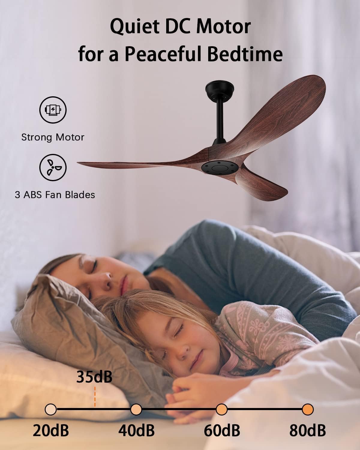 KASASS Ceiling Fan No Light, 52 in Outdoor Ceiling Fans with Remote Control without Light, 3 Blades, 6 Speed Reversible DC Motor Modern for Patios