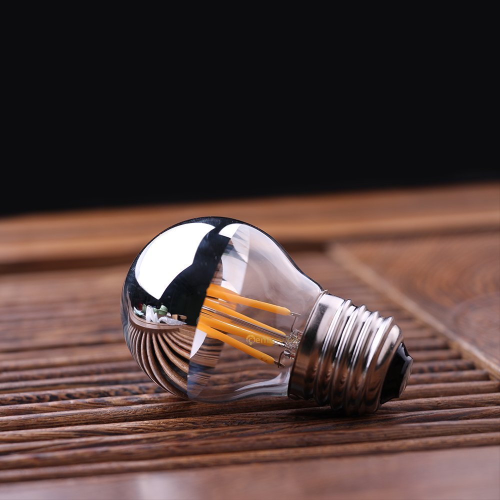 Lxcom Lighting 4W G45 Edison LED Bulb Silver Tipped Dimmable Vintage LED Filament Bulbs (4 Pack) - E26 Base G45 Antique Half Chrome, Warm White 2700K
